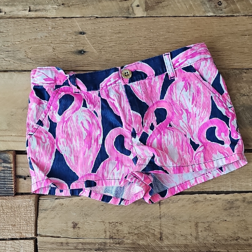 Lilly Pulitzer Pink Flamingo Print Kids High Waist Shorts